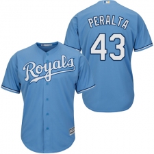 Youth Majestic Kansas City Royals #43 Wily Peralta Authentic Light Blue Alternate 1 Cool Base MLB Jersey