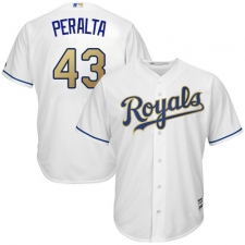 Youth Majestic Kansas City Royals #43 Wily Peralta Authentic White Home Cool Base MLB Jersey