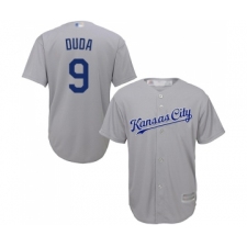 Men's Kansas City Royals #9 Lucas Duda Replica Grey Road Cool Base Baseball Jersey
