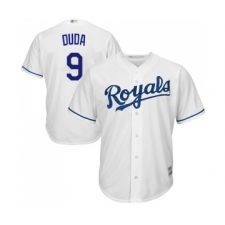 Men's Kansas City Royals #9 Lucas Duda Replica White Home Cool Base Baseball Jersey