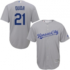 Men's Majestic Kansas City Royals #21 Lucas Duda Replica Grey Road Cool Base MLB Jersey