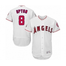 Men's Los Angeles Angels of Anaheim #8 Justin Upton White Home Flex Base Authentic Collection Baseball Jersey