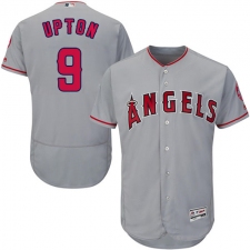 Men's Majestic Los Angeles Angels of Anaheim #9 Justin Upton Grey Road Flex Base Authentic Collection MLB Jersey