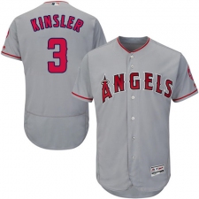 Men's Majestic Los Angeles Angels of Anaheim #3 Ian Kinsler Grey Road Flex Base Authentic Collection MLB Jersey
