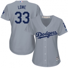 Women's Majestic Los Angeles Dodgers #33 Mark Lowe Replica Grey Road Cool Base MLB Jersey