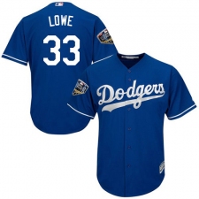 Youth Majestic Los Angeles Dodgers #33 Mark Lowe Authentic Royal Blue Alternate Cool Base 2018 World Series MLB Jersey