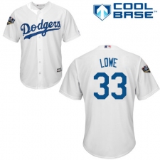 Youth Majestic Los Angeles Dodgers #33 Mark Lowe Authentic White Home Cool Base 2018 World Series MLB Jersey