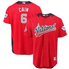 Youth Majestic Milwaukee Brewers #6 Lorenzo Cain Game Red National League 2018 MLB All-Star MLB Jersey
