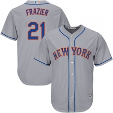 Men's Majestic New York Mets #21 Todd Frazier Replica Grey Road Cool Base MLB Jersey