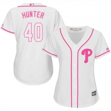 Women's Majestic Philadelphia Phillies #40 Tommy Hunter Replica White Fashion Cool Base MLB Jersey