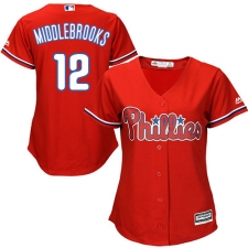 Women's Majestic Philadelphia Phillies #12 Will Middlebrooks Authentic Red Alternate Cool Base MLB Jersey