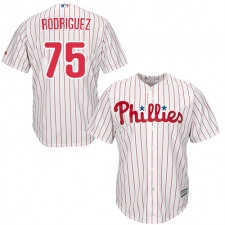 Men's Majestic Philadelphia Phillies #75 Francisco Rodriguez Replica White/Red Strip Home Cool Base MLB Jersey