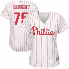 Women's Majestic Philadelphia Phillies #75 Francisco Rodriguez Replica White/Red Strip Home Cool Base MLB Jersey