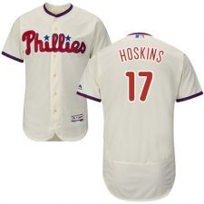 Men's Majestic Philadelphia Phillies #17 Rhys Hoskins Cream Alternate Flex Base Authentic Collection MLB Jersey