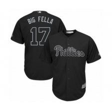 Men's Philadelphia Phillies #17 Rhys Hoskins  Big Fella Authentic Black 2019 Players Weekend Baseball Jersey
