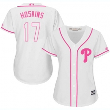 Women's Majestic Philadelphia Phillies #17 Rhys Hoskins Authentic White Fashion Cool Base MLB Jersey