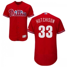 Men's Majestic Philadelphia Phillies #33 Drew Hutchison Red Alternate Flex Base Authentic Collection MLB Jersey