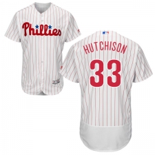 Men's Majestic Philadelphia Phillies #33 Drew Hutchison White Home Flex Base Authentic Collection MLB Jersey