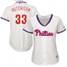 Women's Majestic Philadelphia Phillies #33 Drew Hutchison Authentic Cream Alternate Cool Base MLB Jersey