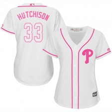 Women's Majestic Philadelphia Phillies #33 Drew Hutchison Authentic White Fashion Cool Base MLB Jersey