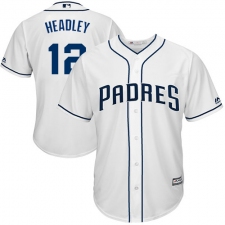 Men's Majestic San Diego Padres #12 Chase Headley Replica White Home Cool Base MLB Jersey
