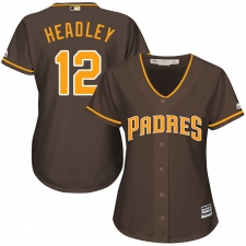 Women's Majestic San Diego Padres #12 Chase Headley Replica Brown Alternate Cool Base MLB Jersey