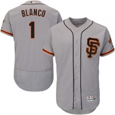 Men's Majestic San Francisco Giants #1 Gregor Blanco Grey Alternate Flex Base Authentic Collection MLB Jersey