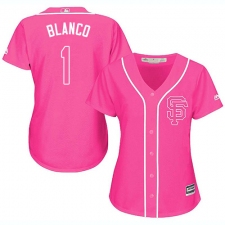 Women's Majestic San Francisco Giants #1 Gregor Blanco Authentic Pink Fashion Cool Base MLB Jersey