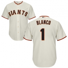 Youth Majestic San Francisco Giants #1 Gregor Blanco Authentic Cream Home Cool Base MLB Jersey