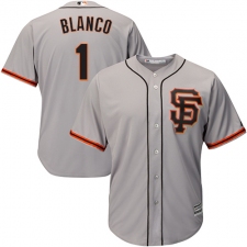 Youth Majestic San Francisco Giants #1 Gregor Blanco Authentic Grey Road 2 Cool Base MLB Jersey