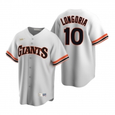 Men's Nike San Francisco Giants #10 Evan Longoria White Cooperstown Collection Home Stitched Baseball Jersey
