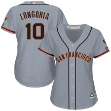Women's Majestic San Francisco Giants #10 Evan Longoria Authentic Grey Road Cool Base MLB Jersey