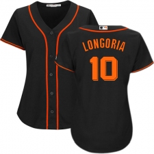 Women's Majestic San Francisco Giants #10 Evan Longoria Replica Black Alternate Cool Base MLB Jersey