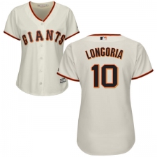 Women's Majestic San Francisco Giants #10 Evan Longoria Replica Cream Home Cool Base MLB Jersey