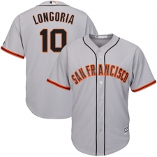 Youth Majestic San Francisco Giants #10 Evan Longoria Authentic Grey Road Cool Base MLB Jersey