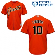 Youth Majestic San Francisco Giants #10 Evan Longoria Authentic Orange Alternate Cool Base MLB Jersey