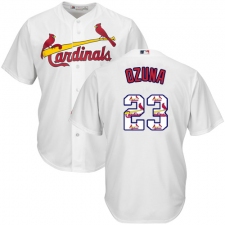 Men's Majestic St. Louis Cardinals #23 Marcell Ozuna Authentic White Team Logo Fashion Cool Base MLB Jersey