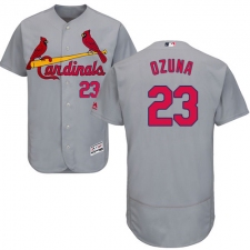 Men's Majestic St. Louis Cardinals #23 Marcell Ozuna Grey Road Flex Base Authentic Collection MLB Jersey