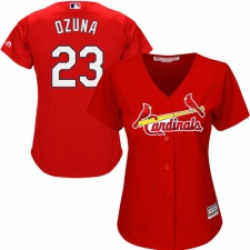 Women's Majestic St. Louis Cardinals #23 Marcell Ozuna Authentic Red Alternate Cool Base MLB Jersey
