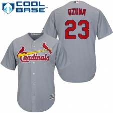 Youth Majestic St. Louis Cardinals #23 Marcell Ozuna Authentic Grey Road Cool Base MLB Jersey