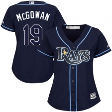 Women's Majestic Tampa Bay Rays #19 Dustin McGowan Authentic Navy Blue Alternate Cool Base MLB Jersey