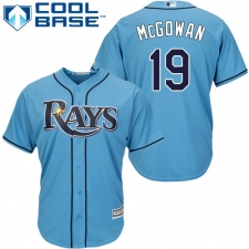 Youth Majestic Tampa Bay Rays #19 Dustin McGowan Authentic Light Blue Alternate 2 Cool Base MLB Jersey