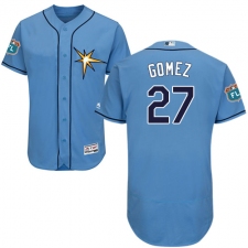Men's Majestic Tampa Bay Rays #27 Carlos Gomez Light Blue Flexbase Authentic Collection MLB Jersey