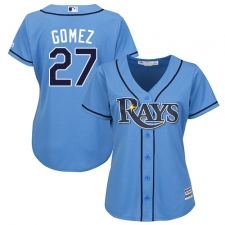 Women's Majestic Tampa Bay Rays #27 Carlos Gomez Authentic Light Blue Alternate 2 Cool Base MLB Jersey