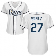 Women's Majestic Tampa Bay Rays #27 Carlos Gomez Authentic White Home Cool Base MLB Jersey
