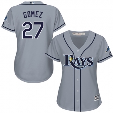 Women's Majestic Tampa Bay Rays #27 Carlos Gomez Replica Grey Road Cool Base MLB Jersey