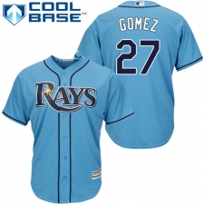 Youth Majestic Tampa Bay Rays #27 Carlos Gomez Authentic Light Blue Alternate 2 Cool Base MLB Jersey