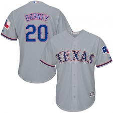 Men's Majestic Texas Rangers #20 Darwin Barney Replica Grey Road Cool Base MLB Jersey
