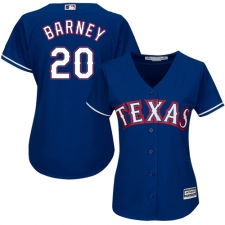 Women's Majestic Texas Rangers #20 Darwin Barney Authentic Royal Blue Alternate 2 Cool Base MLB Jersey