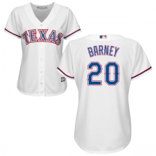 Women's Majestic Texas Rangers #20 Darwin Barney Authentic White Home Cool Base MLB Jersey